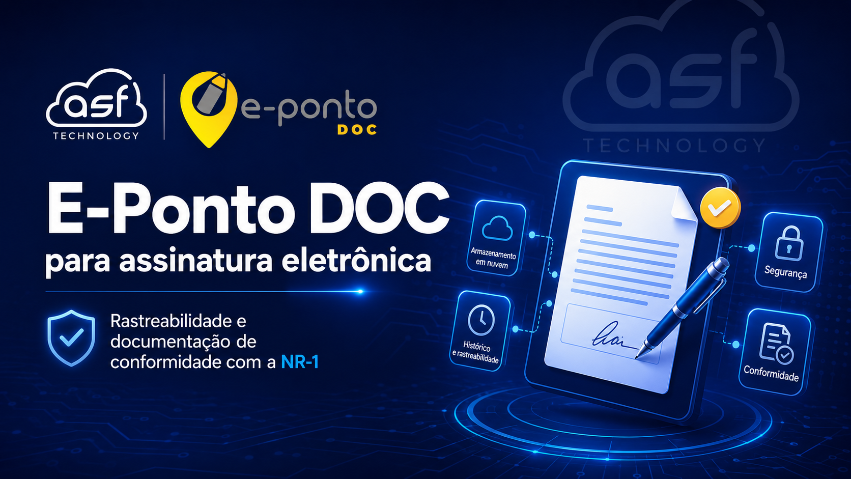 E-Ponto DOC para assinatura eletrônica, rastreabilidade e documentação de conformidade com a NR-1