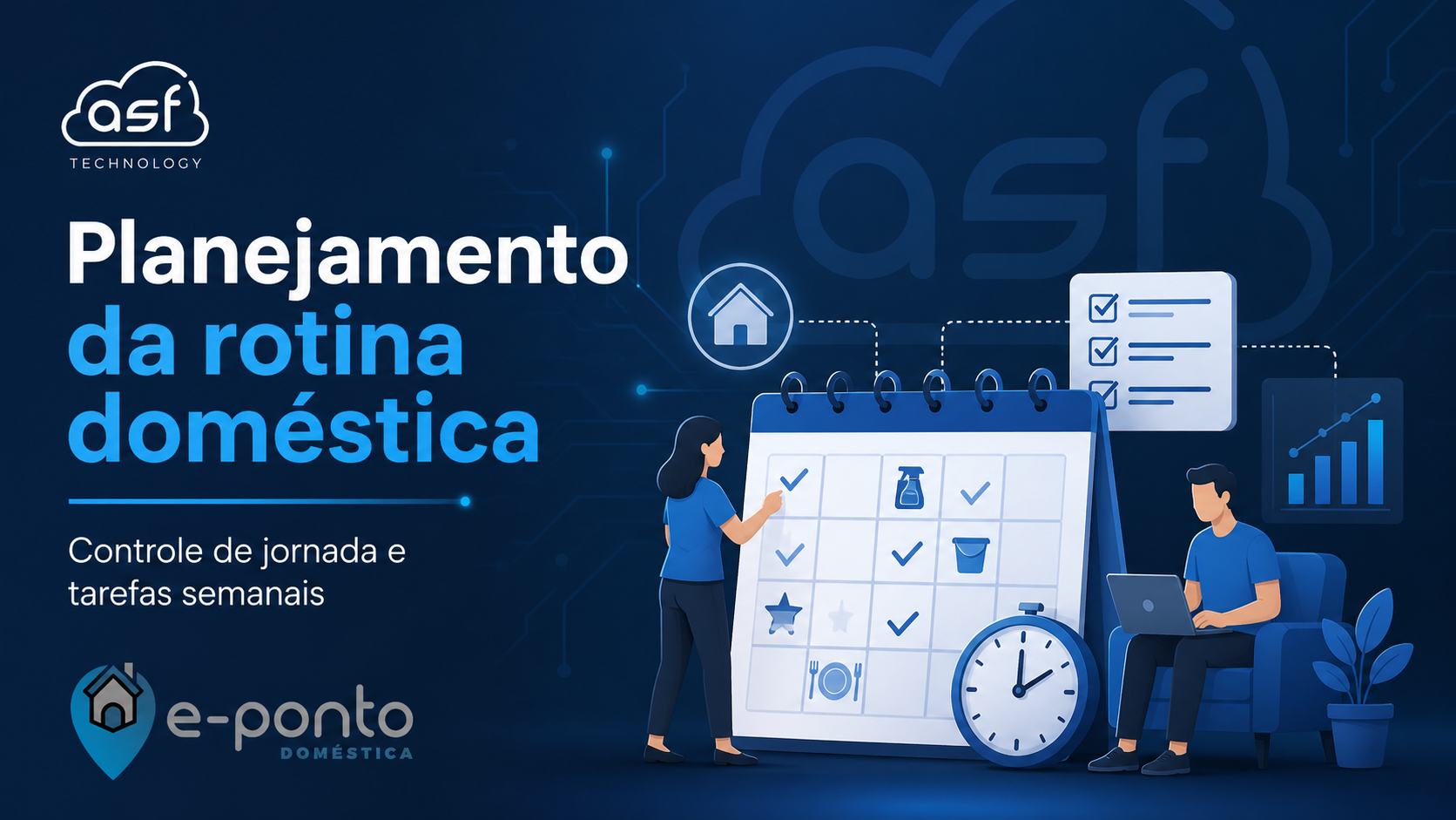Planejamento da rotina doméstica com controle de jornada e tarefas semanais