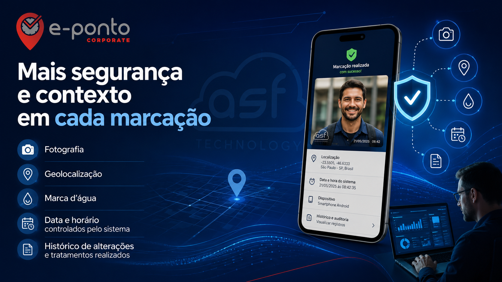 Marcação de ponto digital por smartphone, tablet e navegador web