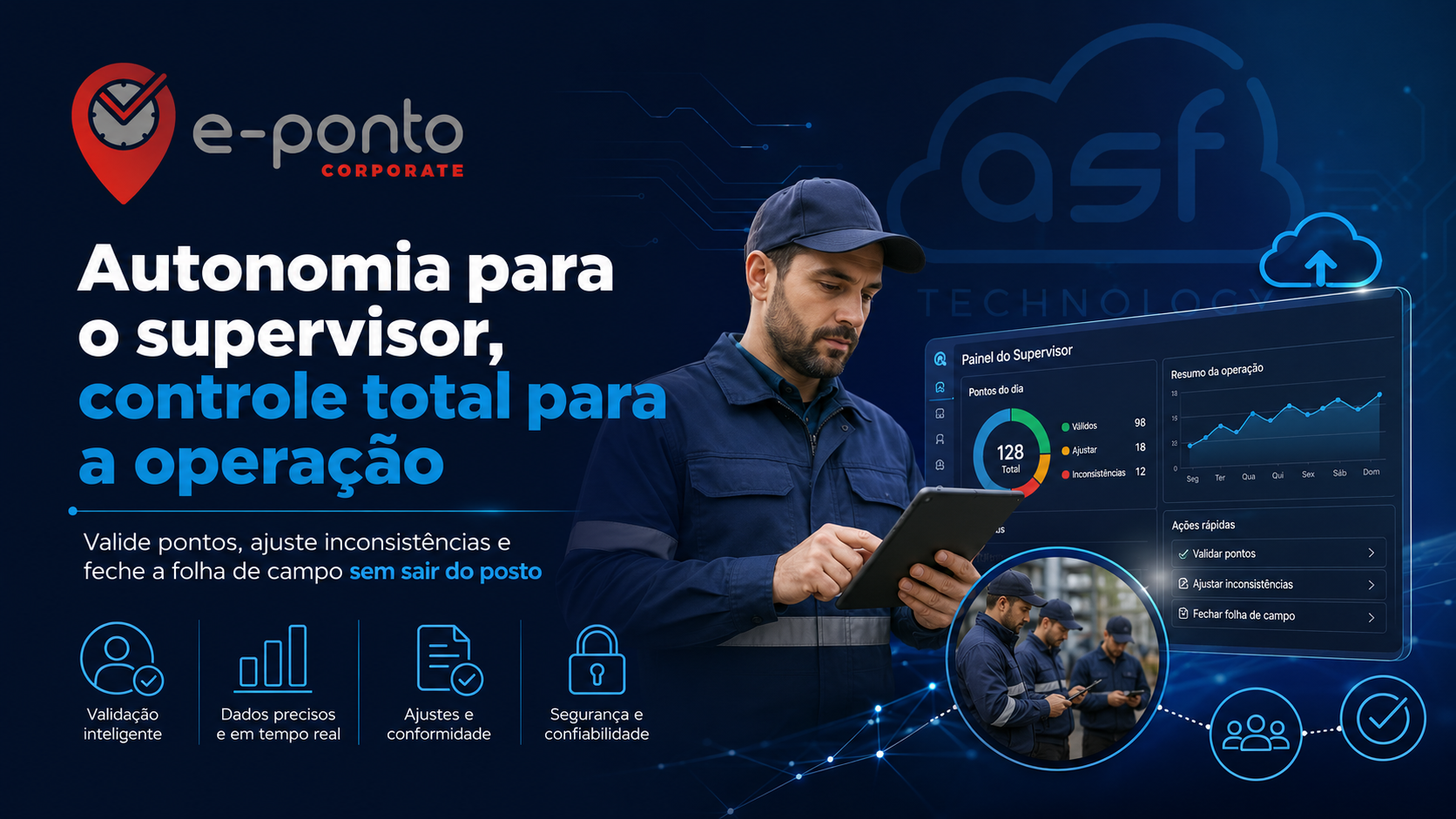 Supervisor conferindo as marcações da equipe externa no próprio tablet